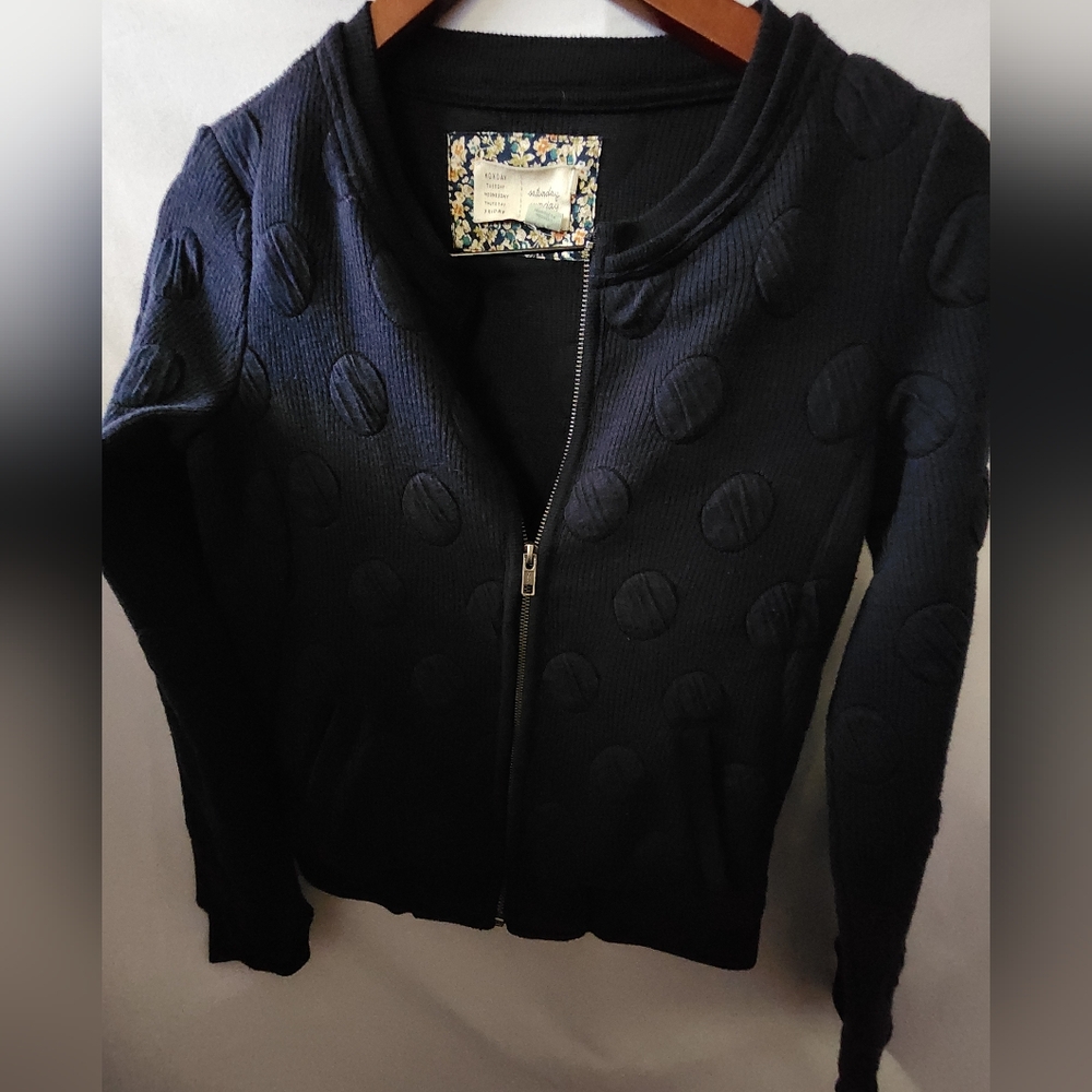 MTWTF Saturday Sunday Zippered Blue Sweater. Size XS